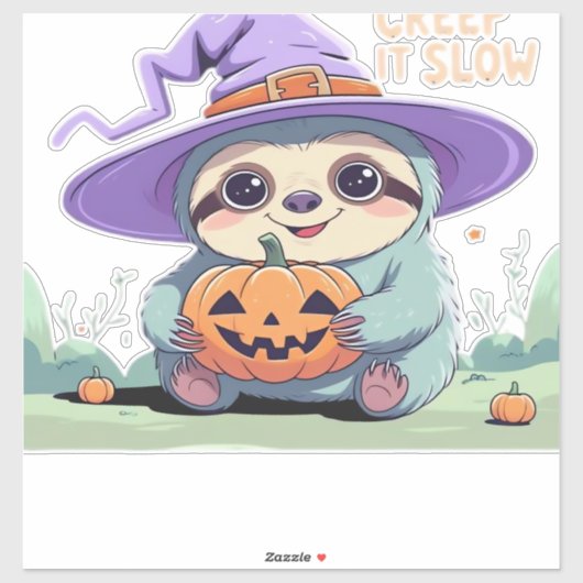 Creep It Slow � Cute Sloth Halloween Shirt Funny Aufkleber (Blatt)
