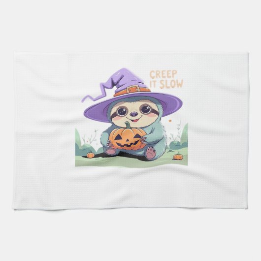 Creep It Slow � Cute Sloth Halloween Shirt  Funny  Geschirrtuch (Horizontal)