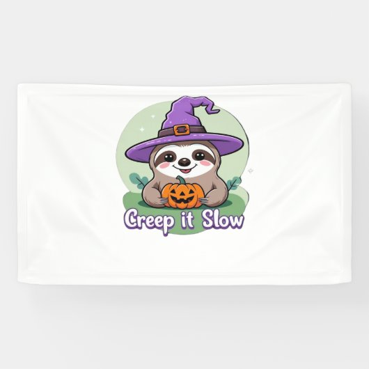 Creep It Slow - Niedliches Halloween Sloth Shirt m Banner (Horizontal)