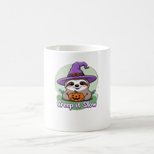 Creep It Slow - Niedliches Halloween Sloth Shirt m Kaffeetasse (Mittel)