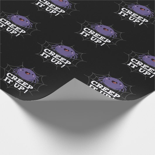 Creep It up Funny Spider Puff Dark BG Geschenkpapier (Ecke)