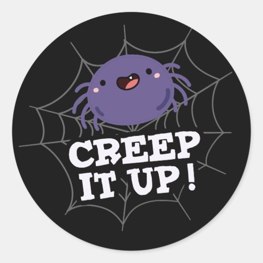 Creep It up Funny Spider Puff Dark BG Runder Aufkleber (Vorderseite)