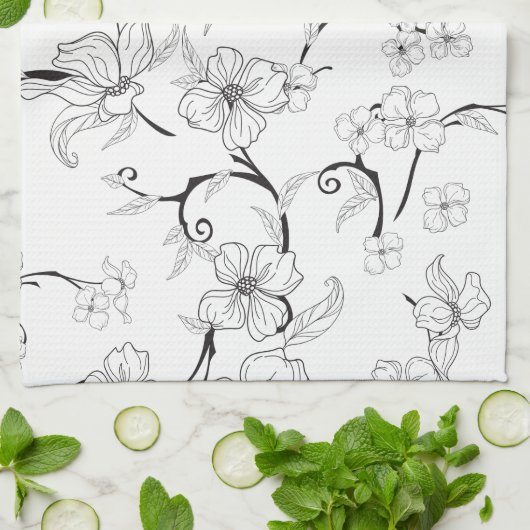 Creepe-Blume Muster 7 Geschirrtuch (Gefaltet)