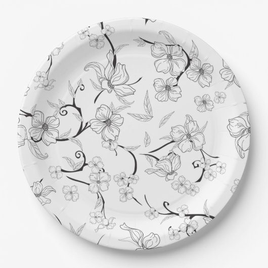 Creepe-Blume Muster 7 Pappteller (Vorderseite)
