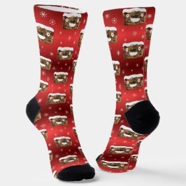 Creepe Christmas Fruitcake Muster Red Socken