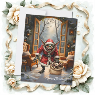 Creepe Christmas Goblin - Dark Fantasy Evil Santa Feiertagskarte