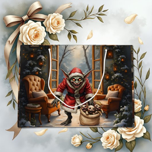 Creepe Christmas Goblin - Dark Fantasy Evil Santa Große Geschenktüte