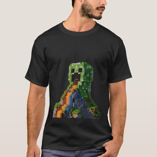 Creeper Mountain | Epic Lava Waterfall | 3D Render T-Shirt (Vorderseite)