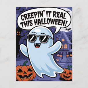 Creepin ist es real dieses Halloween Funny Boo Postkarte