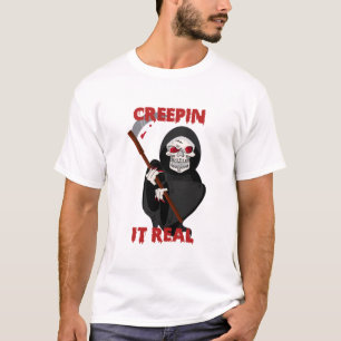 Creepin it echter beängstigender Schädel zwischen  T-Shirt