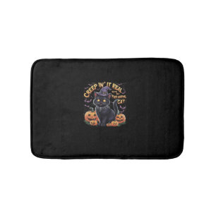Creepin' it Real_ Adorable Black Cat Halloween T-S Badematte