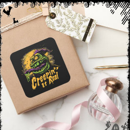 Creepin’ It Real  | ExDesigner | Halloween Quadratischer Aufkleber