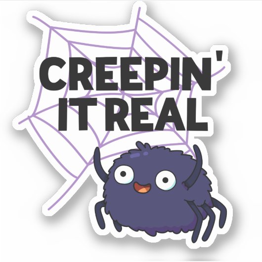 Creepin It Real Funny Halloween Spider Puff Aufkleber (Vorderseite)