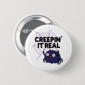 Creepin It Real Funny Halloween Spider Puff Button (Vorne & Hinten)