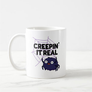 Creepin It Real Funny Halloween Spider Puff Kaffeetasse
