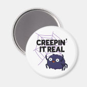 Creepin It Real Funny Halloween Spider Puff Magnet (Vorderseite/Rückseite)