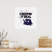 Creepin It Real Funny Halloween Spider Puff Poster (Küche)