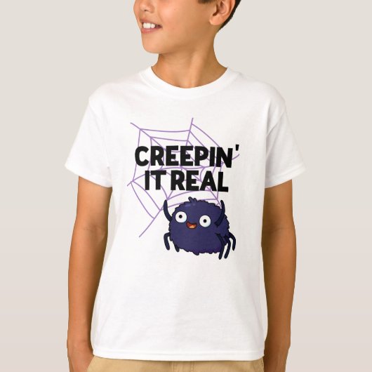 Creepin It Real Funny Halloween Spider Puff T-Shirt (Vorderseite)