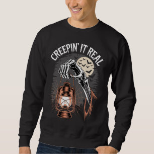 Creepin It Real Gothic Halloween Lantern Sweatshirt