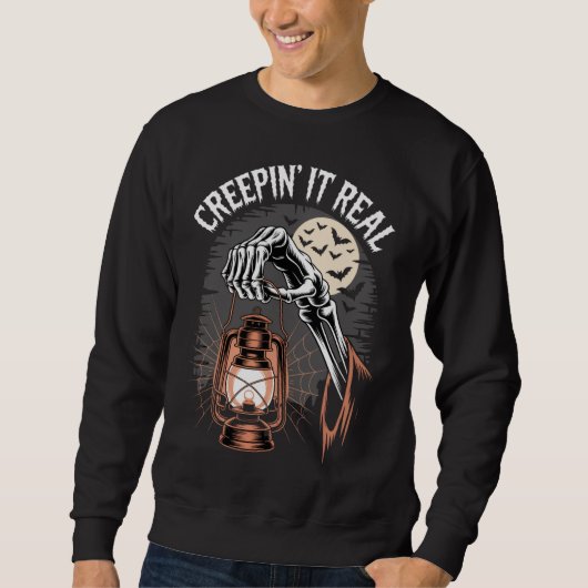 Creepin It Real Gothic Halloween Lantern Sweatshirt (Vorderseite)