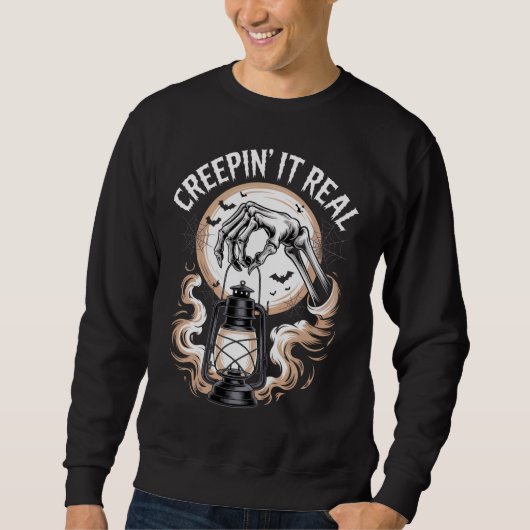 Creepin It Real Gothic Halloween Skeleton Hand Sweatshirt (Vorderseite)