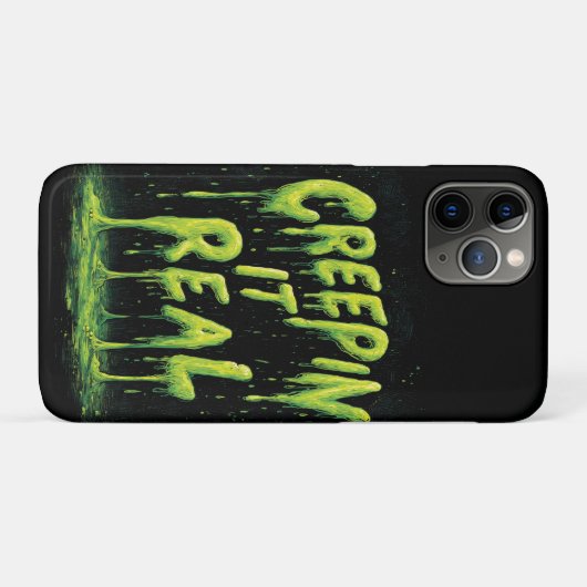 "Creepin it Real" humorvolle Slime Typografie Case-Mate iPhone Hülle (Rückseite (Horizontal))