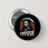 Creepin It Real Retro Grim Sensenmann Funny Hallow Button (Vorne & Hinten)