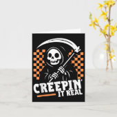 Creepin It Real Retro Grim Sensenmann Funny Hallow Karte (Gelbe Blume)