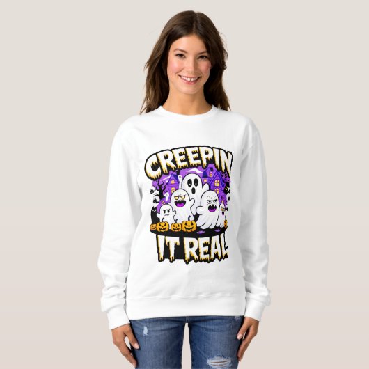 Creepin' it real | Spooky Halloween Design Fun Sweatshirt (Vorne ganz)