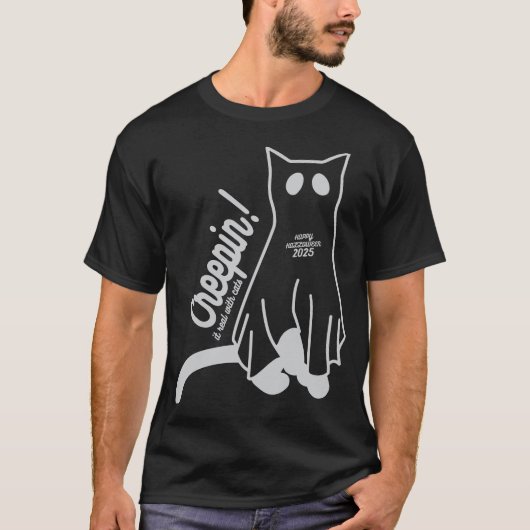 Creepin’ It Real with Cats – Funny Halloween T-Shirt (Vorderseite)