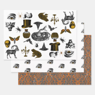 Creepische Dinge, Augen & bedrücktes Muster Geschenkpapier Set