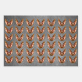 Creepische fliegende Fledermäuse in Rosa Orange Gr Geschenkpapier Set (Vorderseite 2)