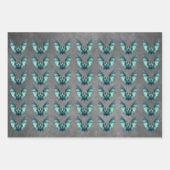 Creepische fliegende Fledermäuse in Rosa Orange Gr Geschenkpapier Set (Vorderseite)