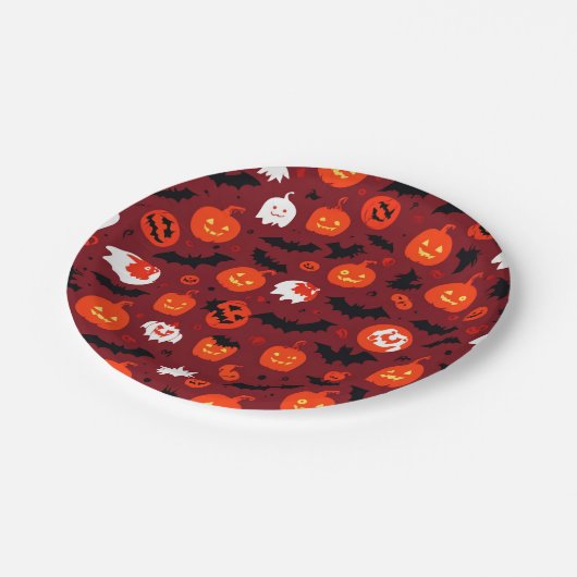 Creepische und unheimliche Rot Halloween Teller! Pappteller (Schrägansicht)