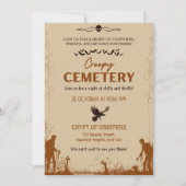 Creepischer Friedhof braun mit rauschiger Schwarz- Einladung (Vorderseite)