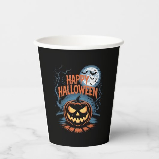 Creepischer Jack O � Lantern Halloween Pappbecher (Vorderseite)