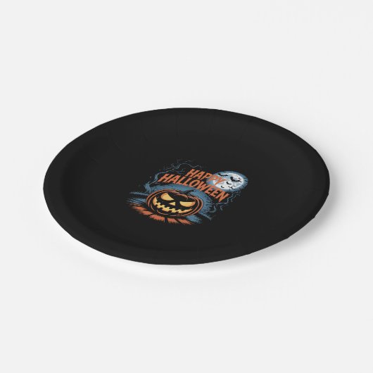 Creepischer Jack O � Lantern Halloween Pappteller (Schrägansicht)