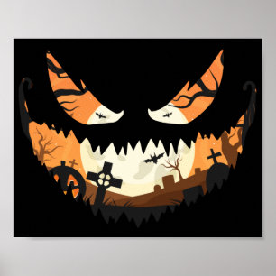 Creepischer Jack o Latern Spooky Halloween Poster