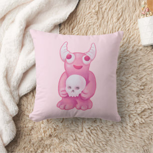 Creepischer Niedlicher Dämon Pink Skull Pastel Got Kissen