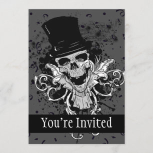 Creepischer Schädel mit Top Hut Einladung