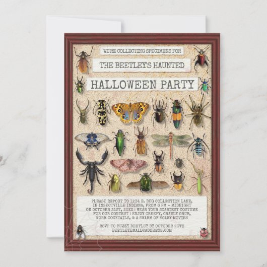 Creepisches Halloween-Party | Fun Bug Insect Colle Einladung (Vorderseite)
