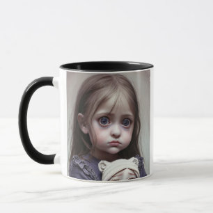 Creepisches Kind mit Puppenkind Halloween Eerie Tasse