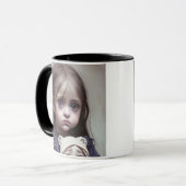 Creepisches Kind mit Puppenkind Halloween Eerie Tasse (Vorderseite Links)