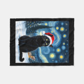 Creepisches Nachtschwarz Meow in der Weihnachtsman Fleecedecke (Vorderseite (Horizontal))