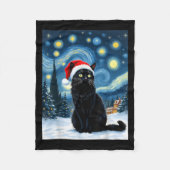 Creepisches Nachtschwarz Meow in der Weihnachtsman Fleecedecke (Vorderseite)