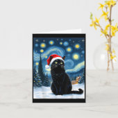 Creepisches Nachtschwarz Meow in der Weihnachtsman Karte (Gelbe Blume)