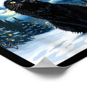 Creepisches Nachtschwarz Meow in der Weihnachtsman Poster (Ecke)