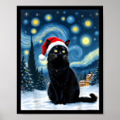 Creepisches Nachtschwarz Meow in der Weihnachtsman Poster (Vorne)
