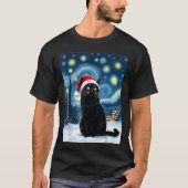 Creepisches Nachtschwarz Meow in der Weihnachtsman T-Shirt (Vorderseite)