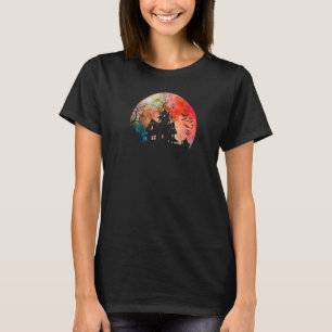 Creepisches Spuk Haus & Wasserfarbe Vollmond T-Shirt